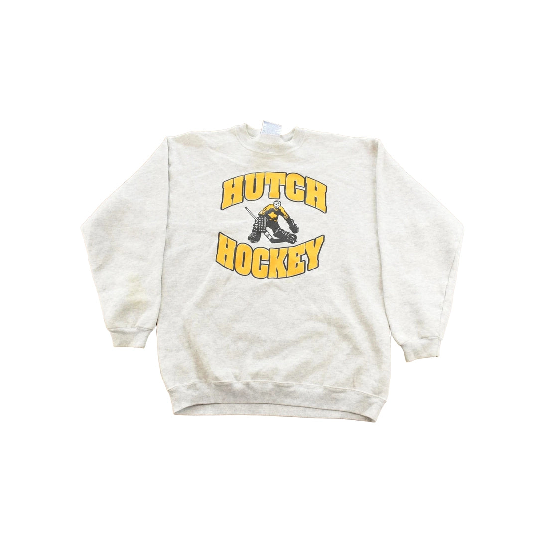 Vintage 1990s Hutch Hockey Graphic Collegiate Crewneck Sweatshirt Men's M