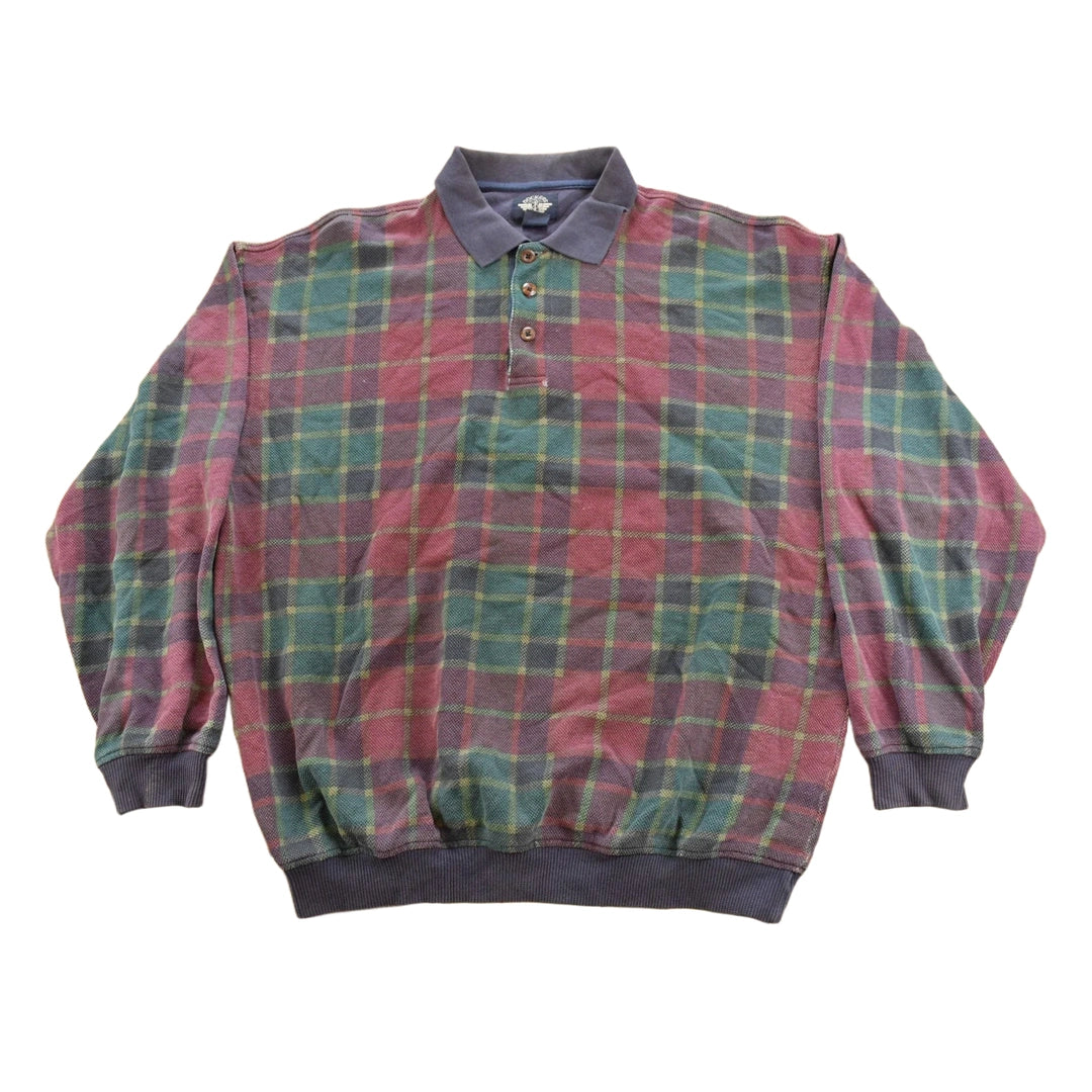Vintage 1990s Dockers Plaid Rugby Button Up Shirt Men's XL