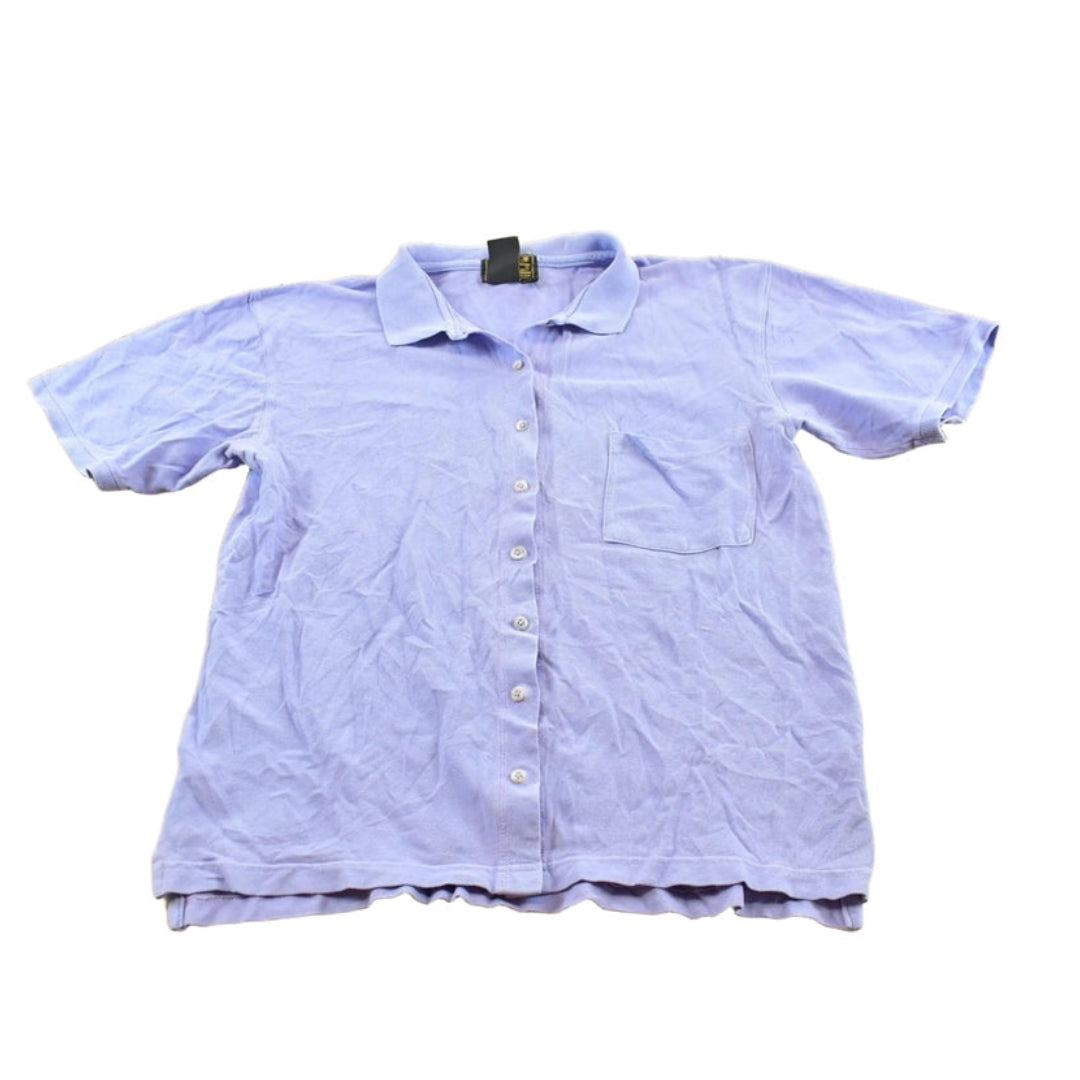 Vintage 1990s Eddie Bauer Light Purple Lilac Full Button Up Polo Shirt Women's L