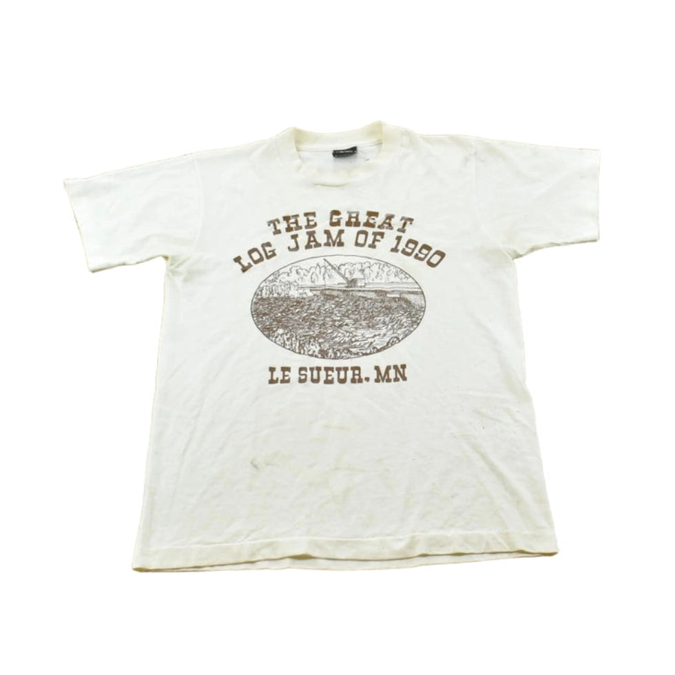 Vintage 1990 Distressed The Great Log Jam Le Sueur Minnesota Souvenir T-Shirt Men's S