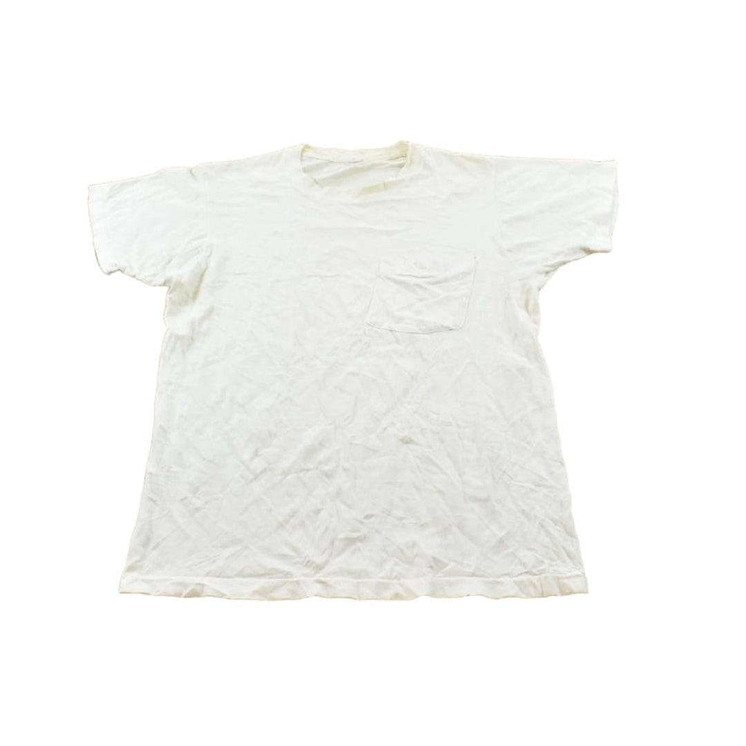 Vintage 1980s Blank White Pocket T-Shirt Men's M