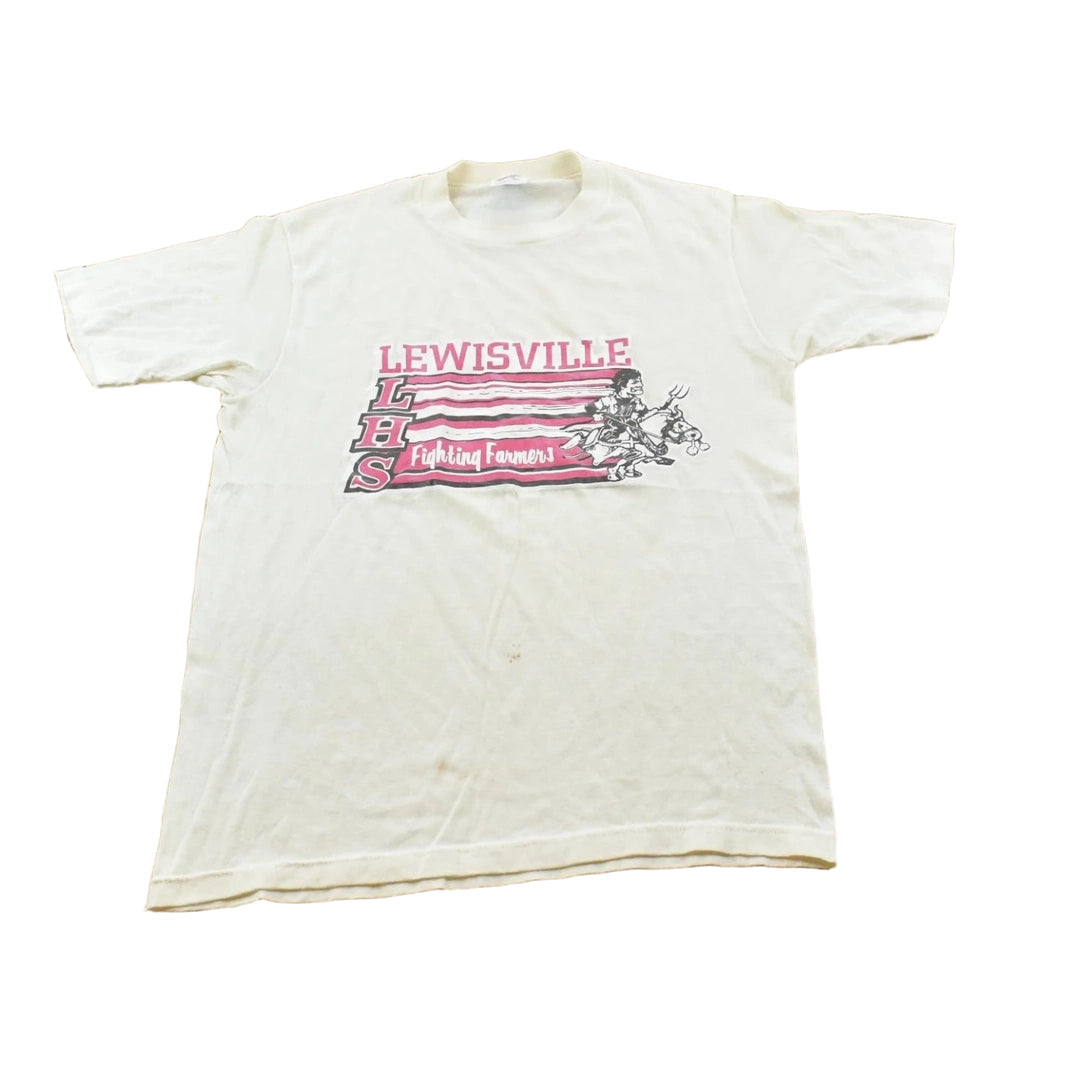 Vintage 1980s Lewisville Fighting Farmers High School Souvenir T-Shirt Men's S