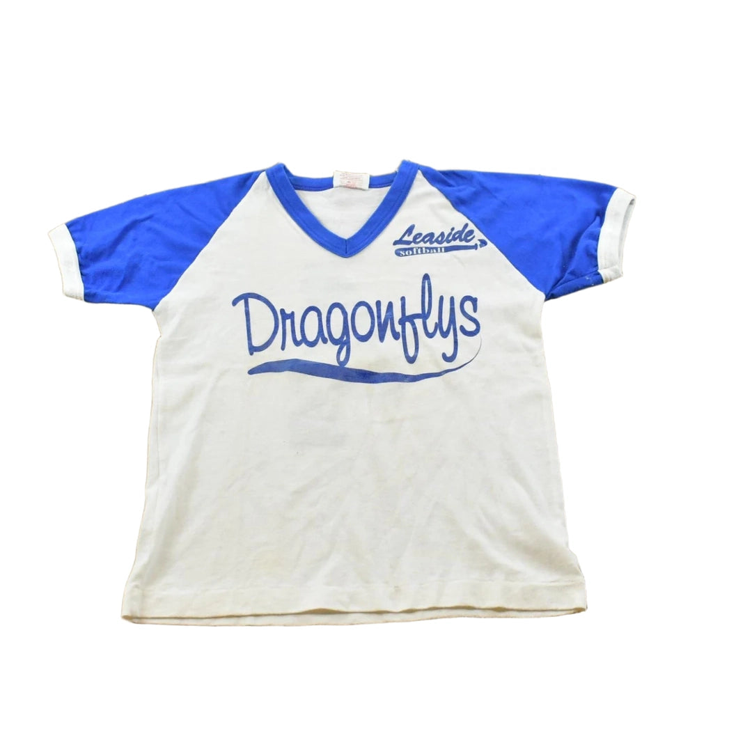 Vintage 1980s Leaside Softball Dragonflys Ringer T-Shirt Youth M