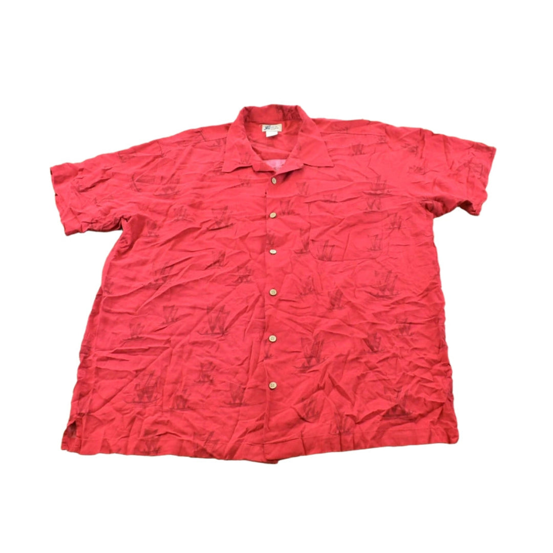 Vintage 1990s Cherokee Wakiki Wear Back Print Hawaiian Button Up Shirt Men's XL