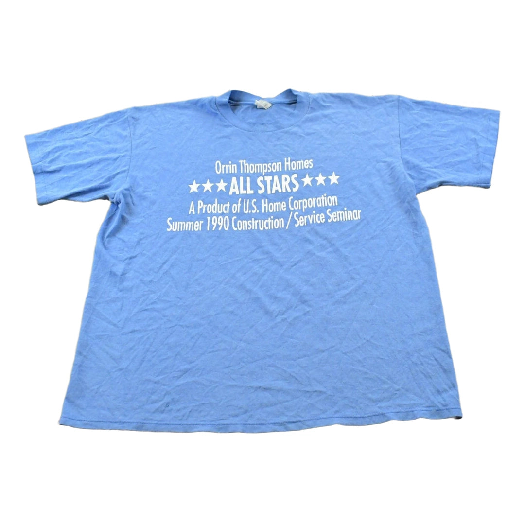 Vintage 1990 Orrin Thompson Homes All Stars Construction Promotional Souvenir T-Shirt Men's L