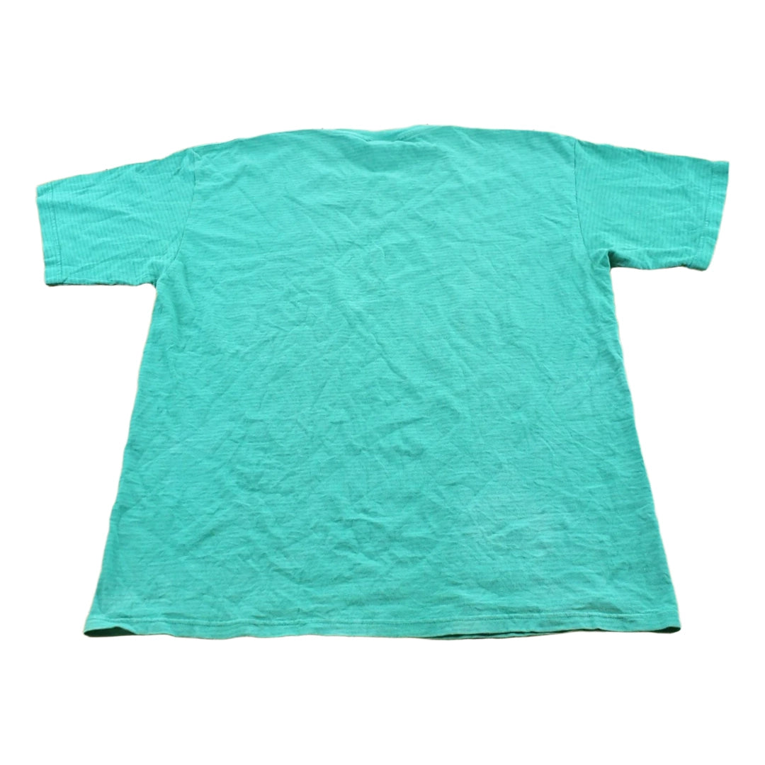 Vintage 1990s USA Olympic Rings JC Penney Micro Stripe Teal T-Shirt Men's L