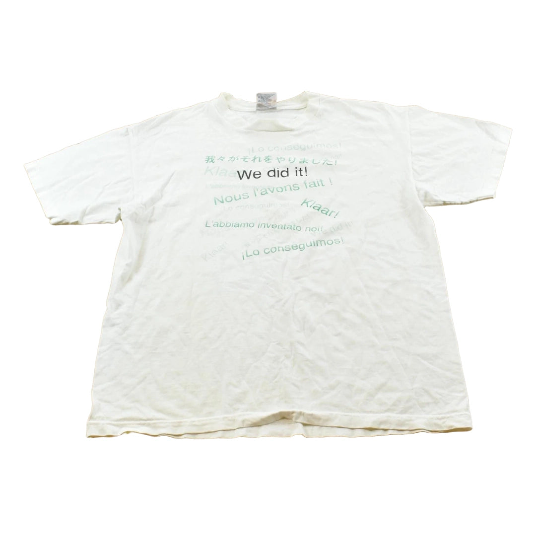 Vintage 1990s We Did It Multiple Languages Translation Promotional T-Shirt Men's L