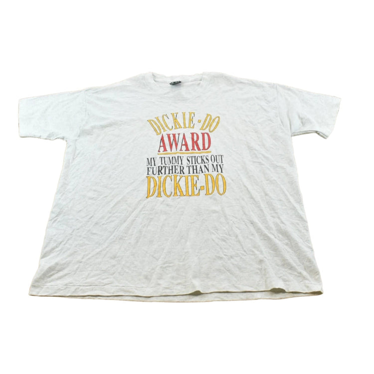 Vintage 1990s Dickie-Do Award My Tummy Sticks Out Further Than My Dickie-Do Funny Souvenir T-Shirt Men's 2XL