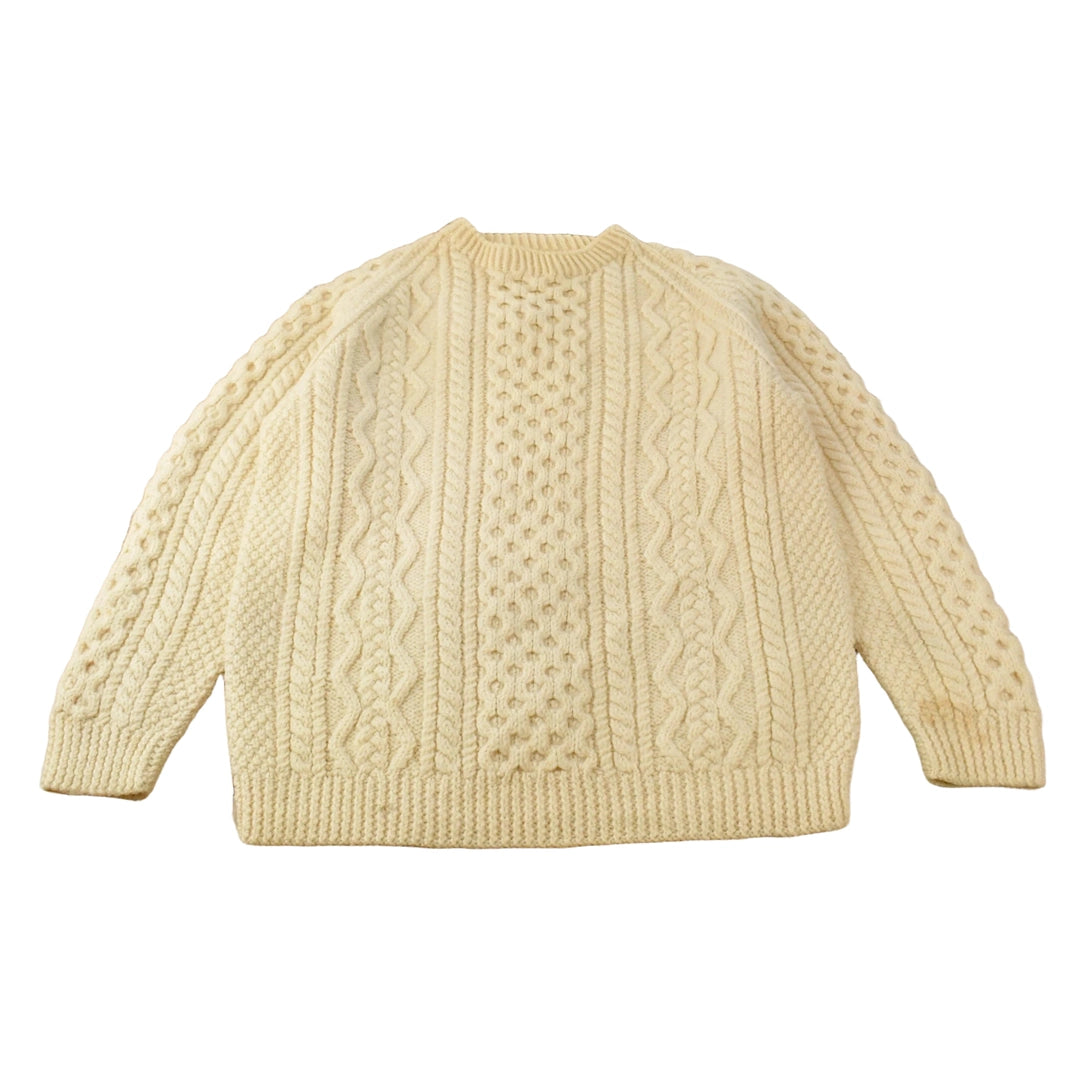 Vintage 1980s Blarney Woolen Mills Fisherman Ribbed Wool Knit Sweater Men's L