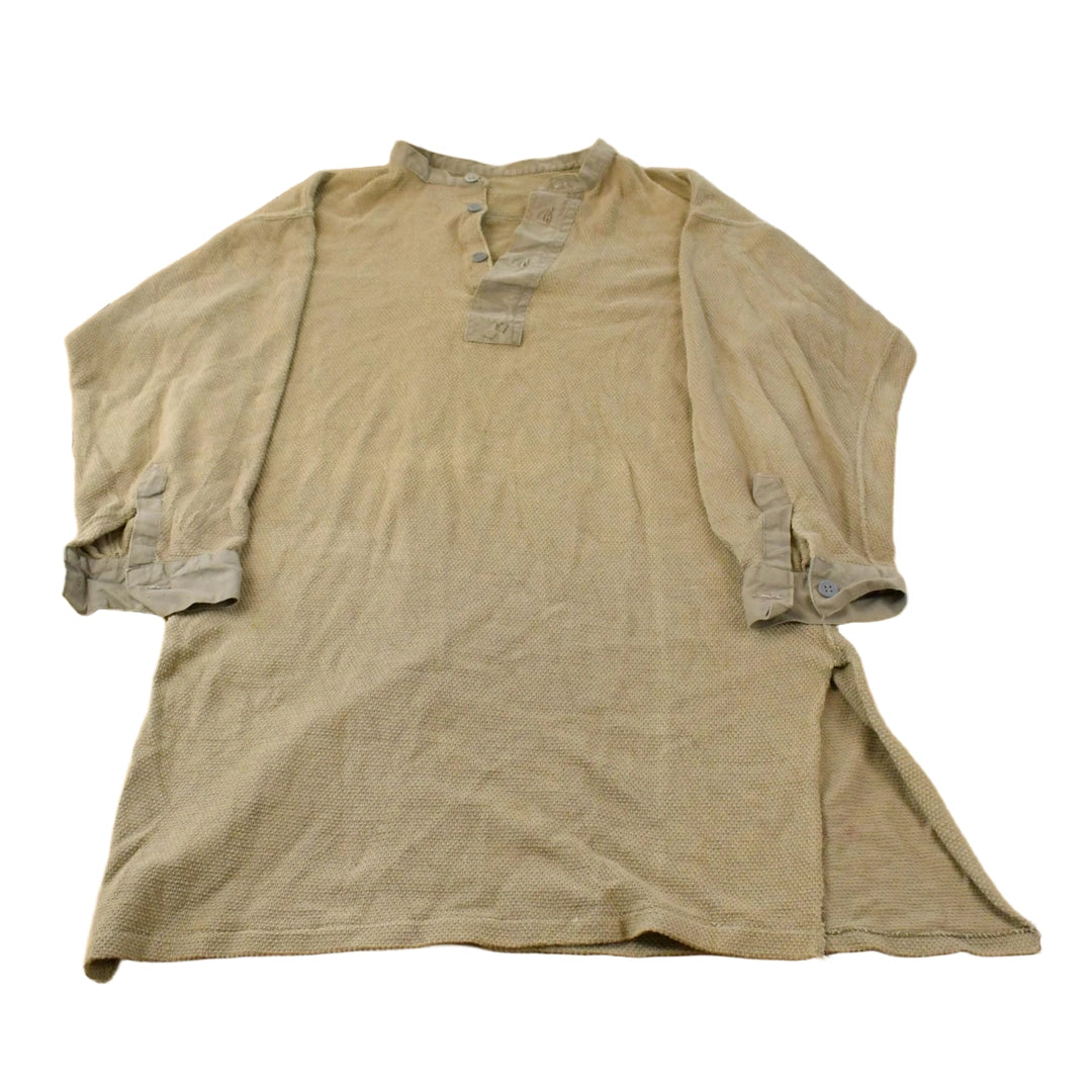 Vintage 1950s Military Undershirt Henley Long Sleeve Shirt Men's Large