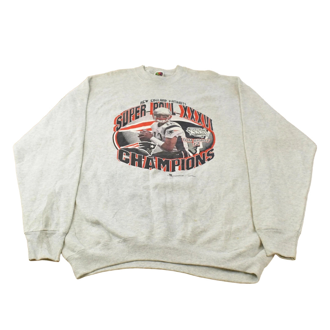 Vintage 2002 New England Patriots Tom Brady NFL Crewneck Sweatshirt Men's L