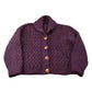 Vintage 1970s Shawl Collar Wool Cable Knit Sweater Women's XL