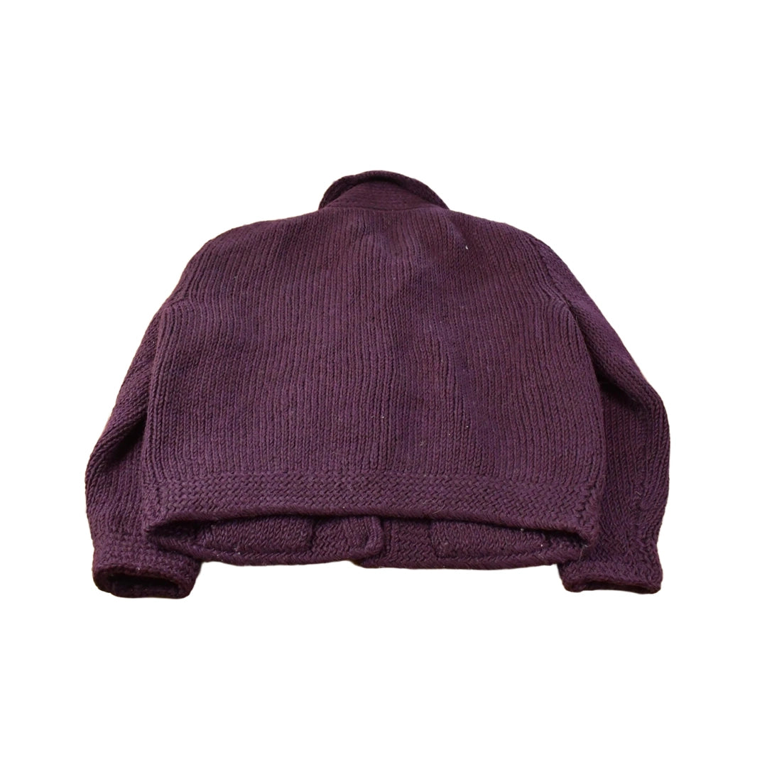 Vintage 1970s Shawl Collar Wool Cable Knit Sweater Women's XL