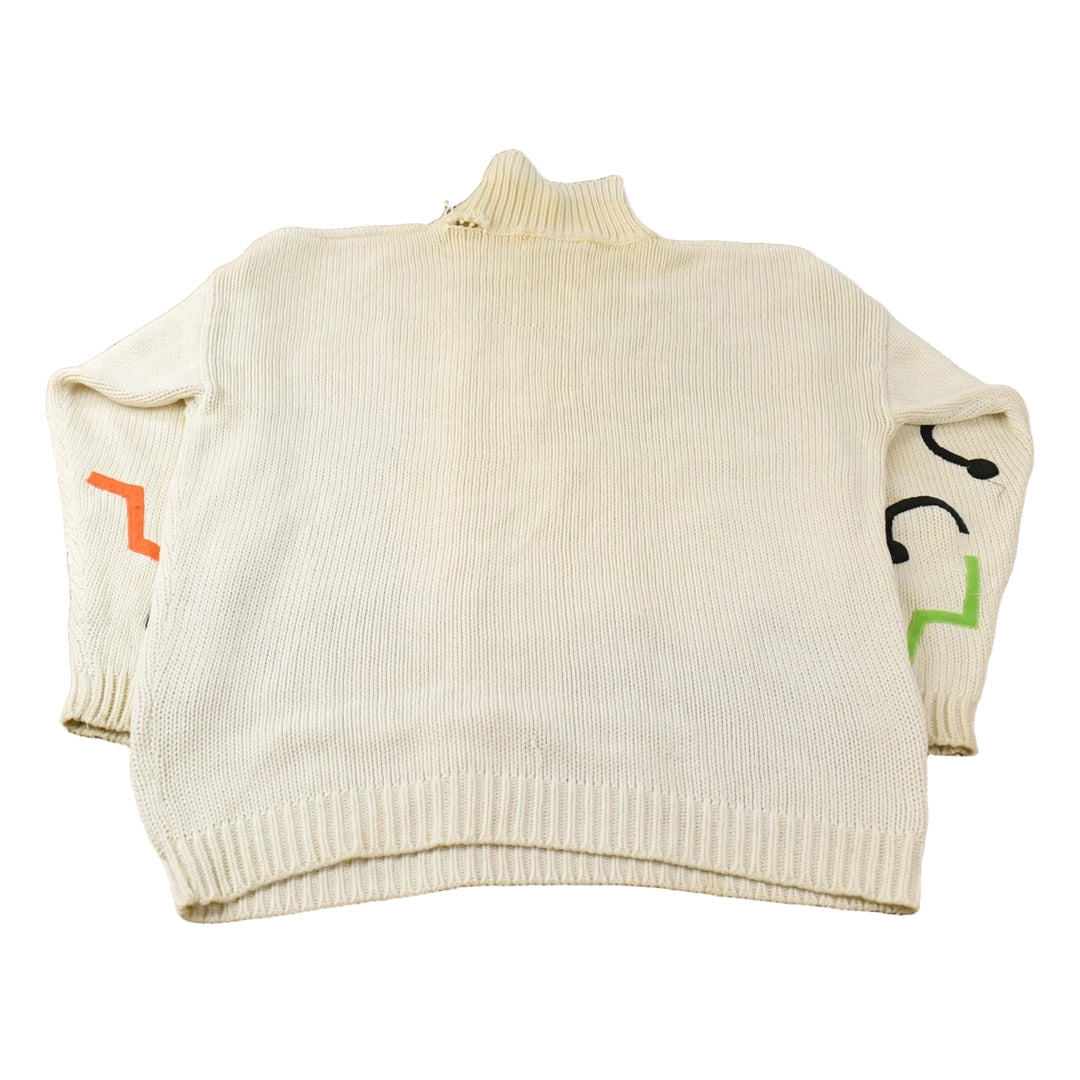 Vintage 1990s Espirit Sport Abstract Pattern Knit Mock Neck Sweater Men's M-L