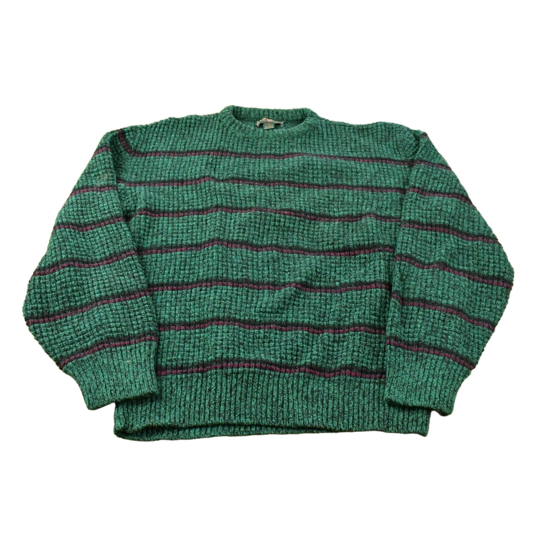 Vintage 1990s American Eagle Wool Knit Striped Crewneck Sweater Men's M