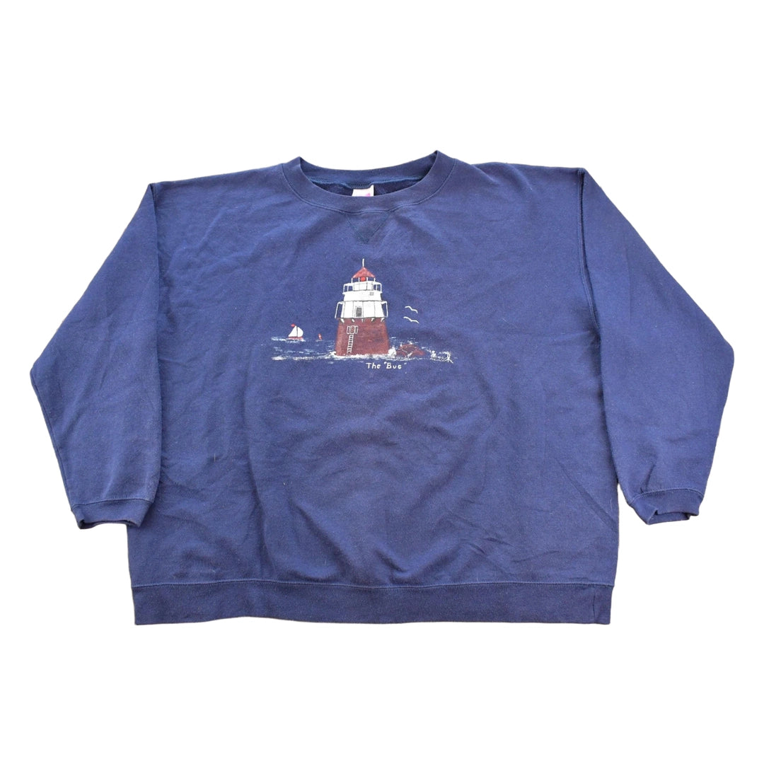 Vintage 1990s The Bug Lighthouse Graphic Travel Crewneck Sweatshirt Women's XL