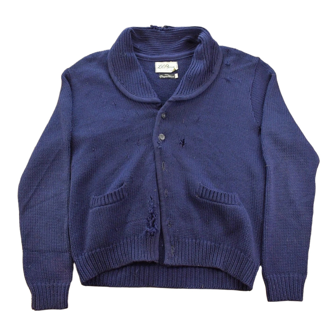 Vintage 1970s Thrashed L.L. Bean Knitted Cardigan Sweater Men's M