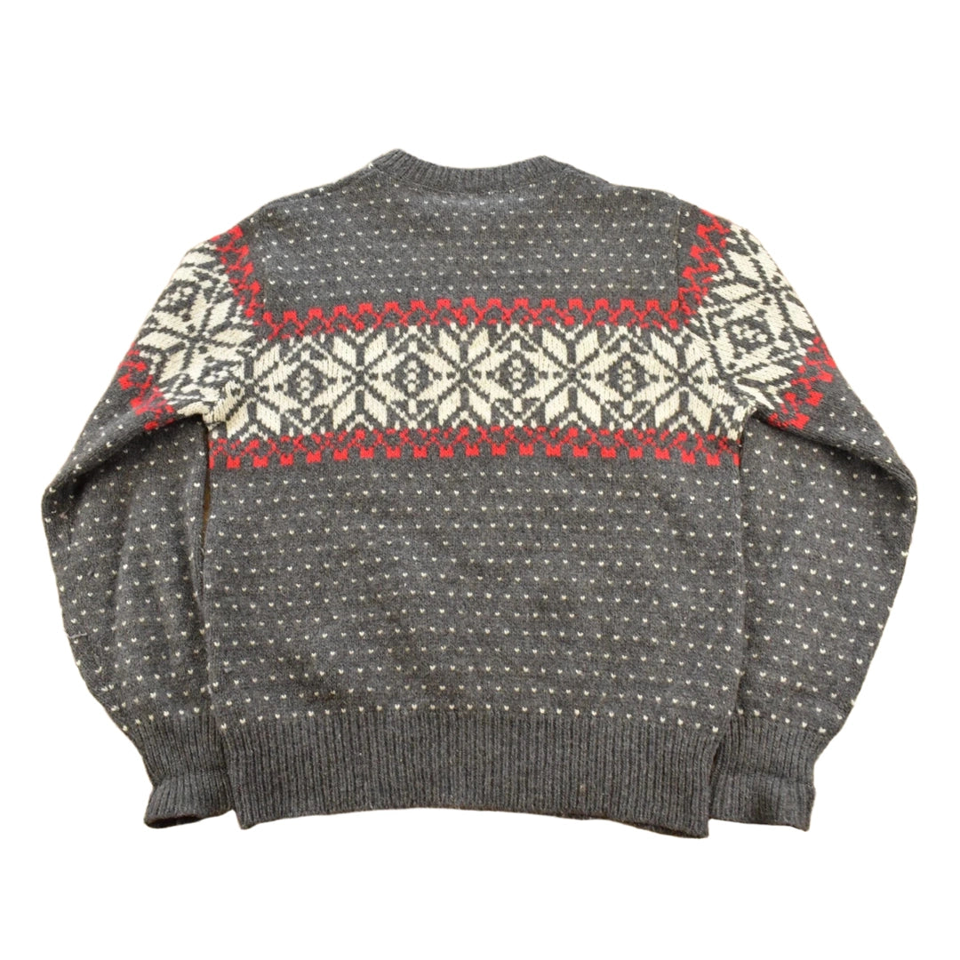 Vintage 90s Land's End Fair Isle Knitted Crewneck Sweater Men's L