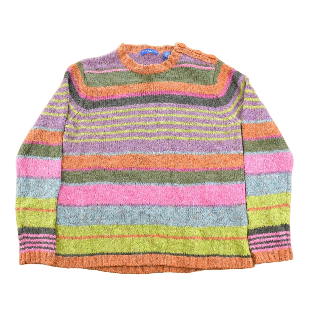 Vintage 1990s Karen Scott Sport Striped Knit Crewneck Sweater Women's S