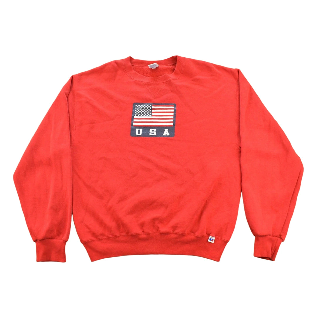 Vintage 1990s USA American Flag Souvenir Crewneck Sweatshirt Men's M