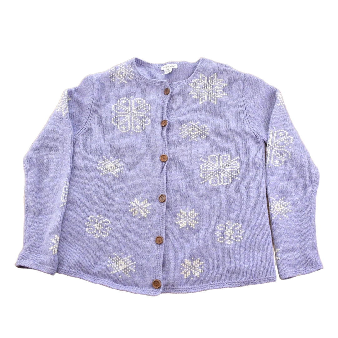 Vintage 1990s Eagle's Eye Snowflake Knit Cardigan Sweater Women's M