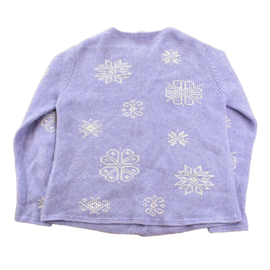 Vintage 1990s Eagle's Eye Snowflake Knit Cardigan Sweater Women's M