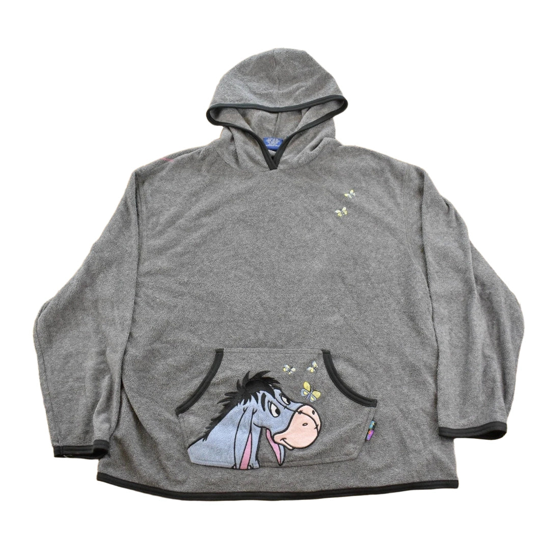 Vintage 1990s Disney Eeyore Winnie The Pooh Embroidered Fleece Hoodie Sweater Men's L
