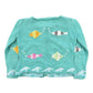 Vintage 1990s Rey Wear Fish Embroidered Knit Cardigan Sweater Youth XS