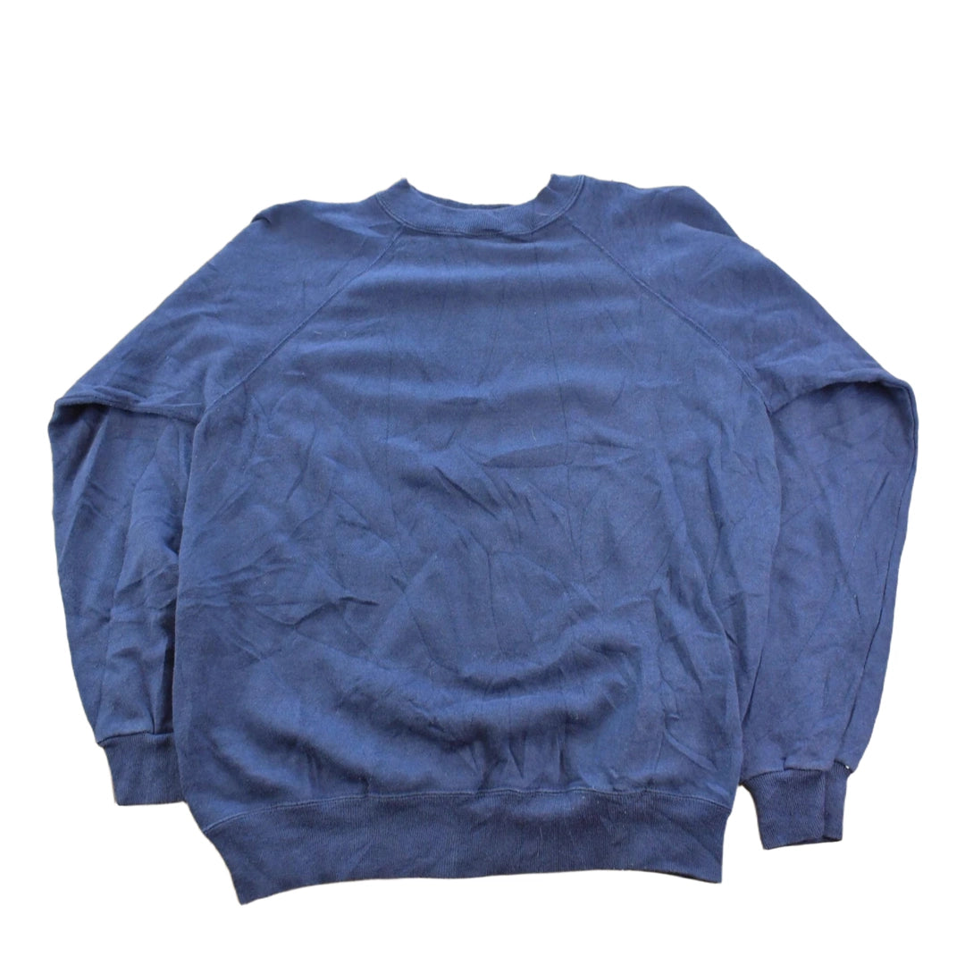 Vintage 1990s Hanes Activewear Blank Navy Raglan Crewneck Sweatshirt Men's M