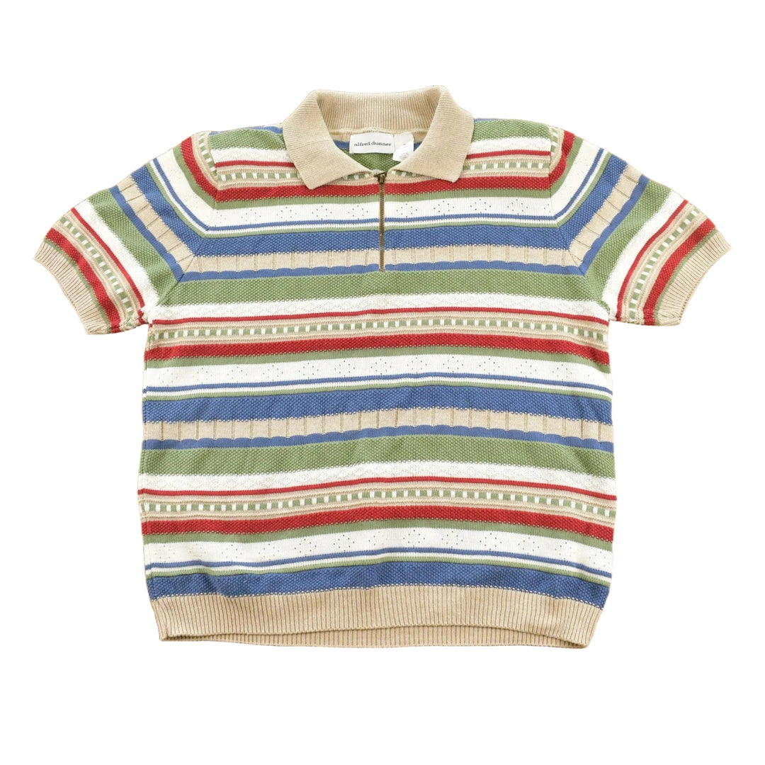 Vintage 1990s Alfred Dunner Striped Knit Quarter Zip Sweater Women's M