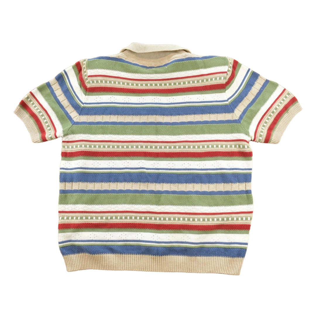 Vintage 1990s Alfred Dunner Striped Knit Quarter Zip Sweater Women's M