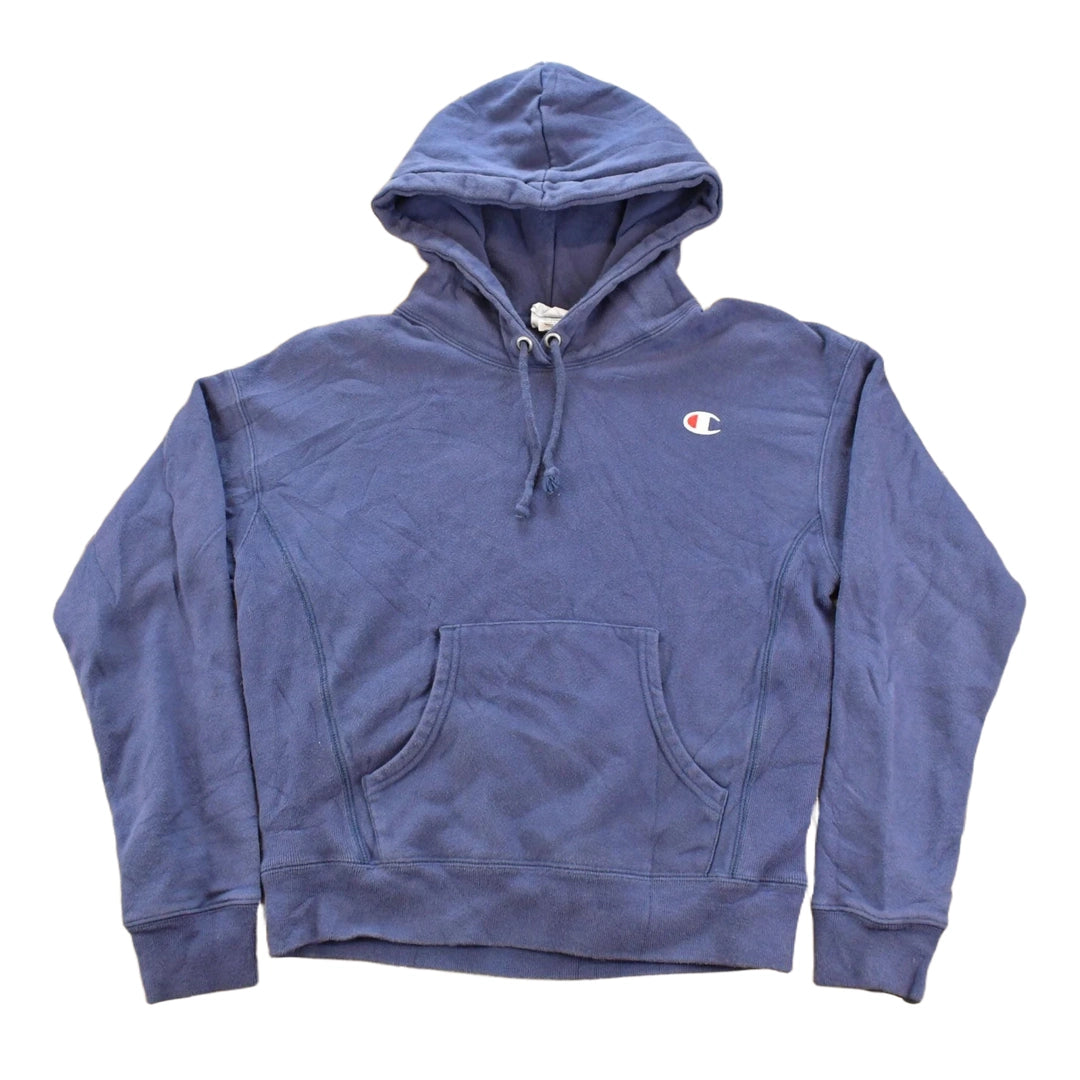 Vintage 2000s Sun Faded Champion Reverse Weave Blank Navy Blue Hoodie Sweatshirt Men's S