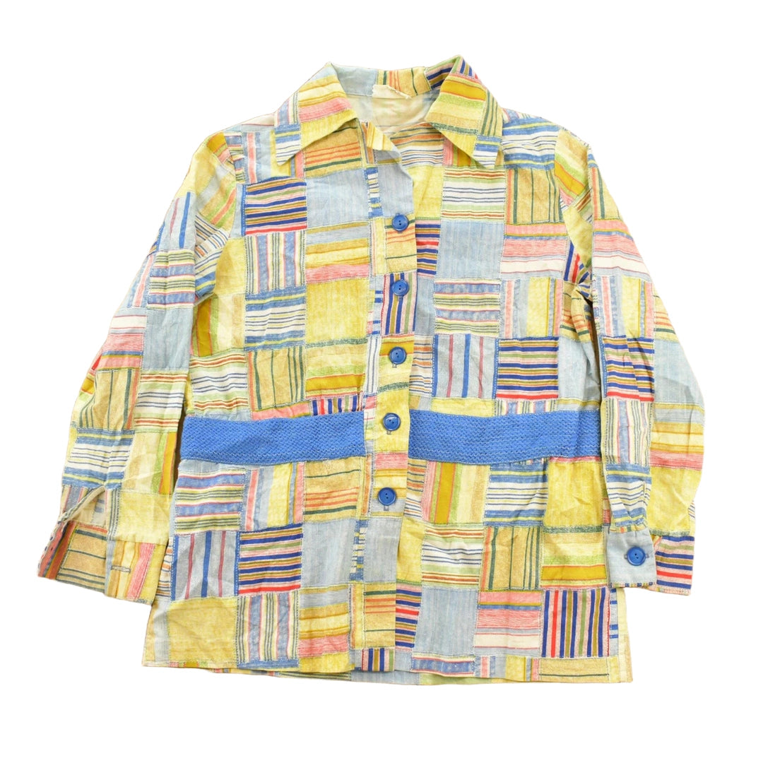 Vintage 1970s Rhoda Lee Patchwork Button Up Shirt Women's M