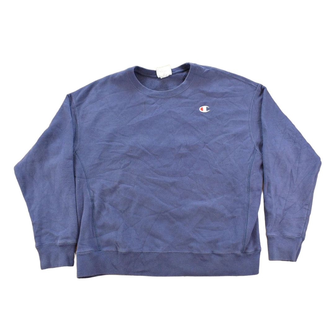 Vintage 2000s Champion Reverse Weave Blank Navy Blue Crewneck Sweatshirt Men's L