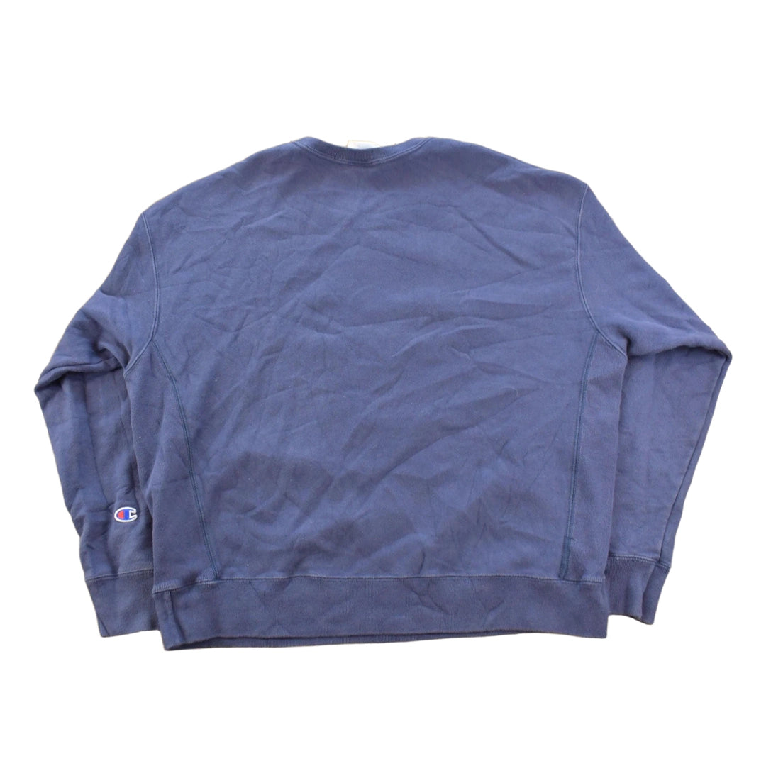Vintage 2000s Champion Reverse Weave Blank Navy Blue Crewneck Sweatshirt Men's L