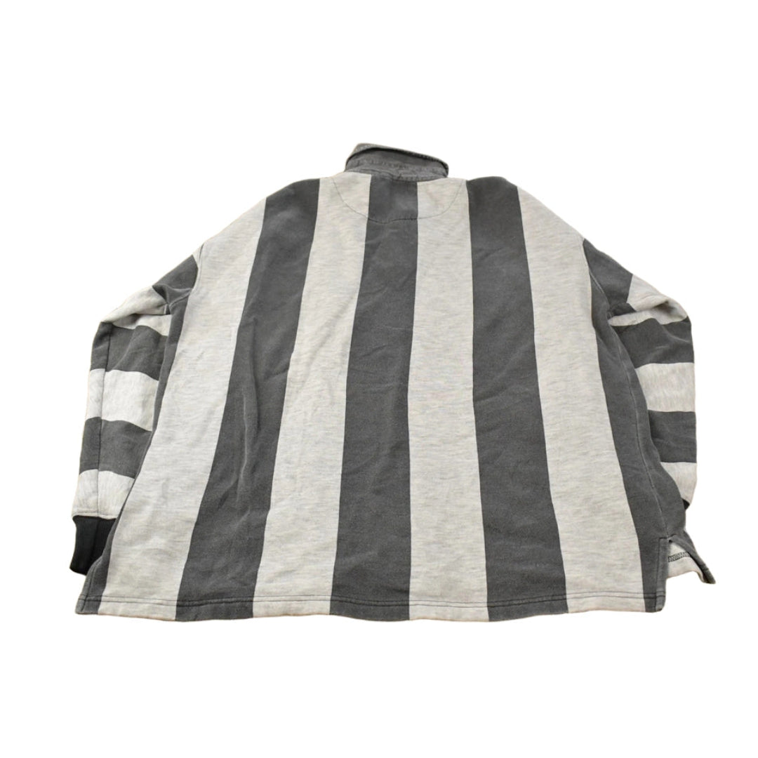 Vintage 1990s Bugle Boy Classics Striped Embroidered Rugby Long Sleeve Polo Shirt Men's Large