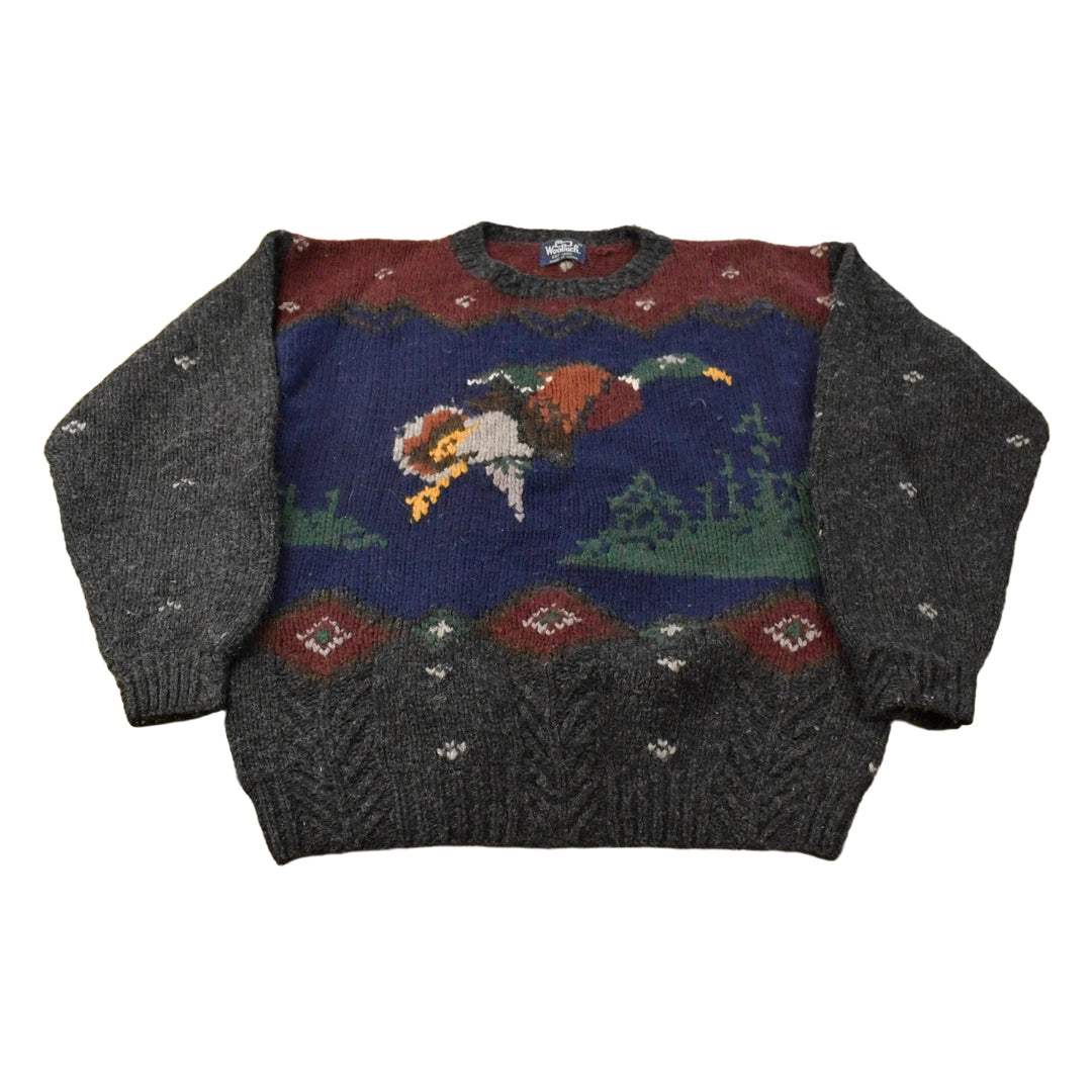 Vintage 1990s Woolrich Mallard Duck Wool Knit Sweater Men's Large