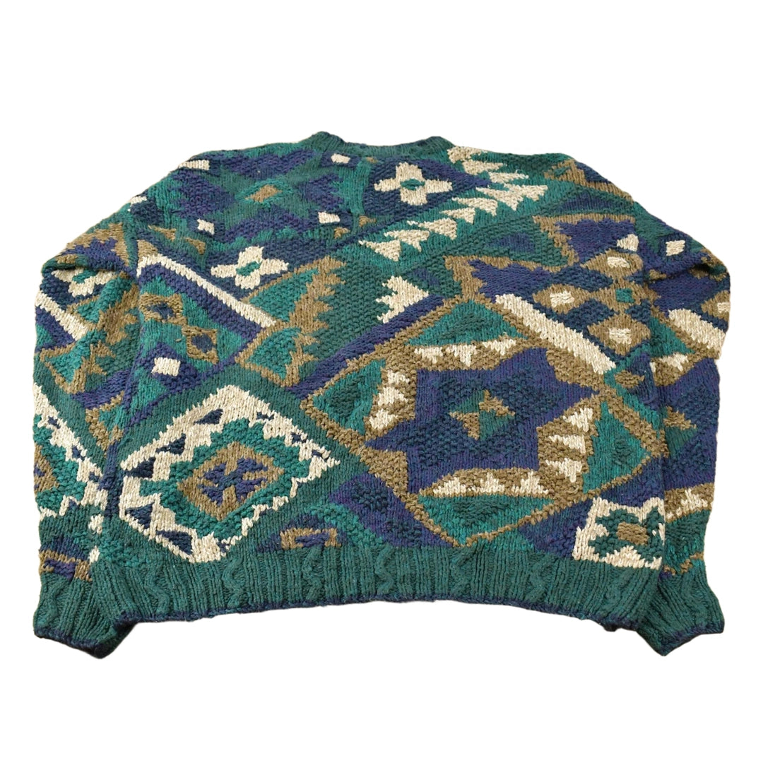 Vintage 1990s Northern Isles Knit Abstract Pattern Crewneck Sweater Mens XL