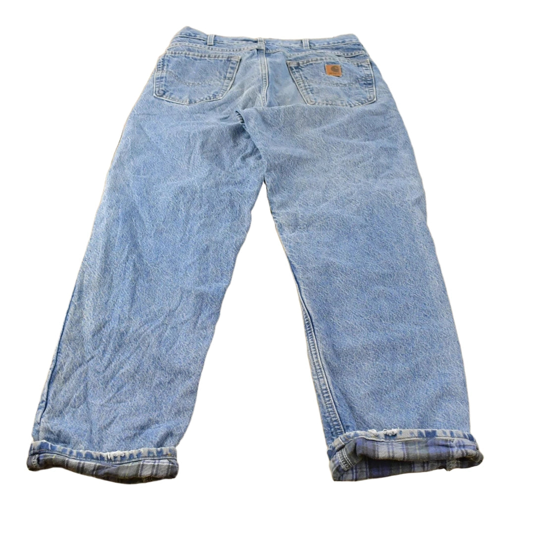 Vintage 1990s Carhartt Flannel Lined Denim Work Jeans Men's 32 x 32
