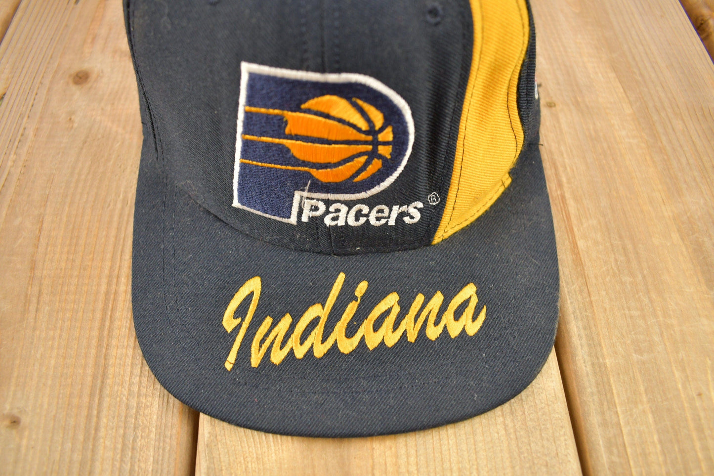 Proper Vintage Accessories > Hats & Head Coverings > Hats & Caps Vintage 1990s Indiana Pacers NBA Wool Snap Back Hat / Made In USA / OSFA / 90s Snap Back / Vintage Hat / Embroidered / Color Block