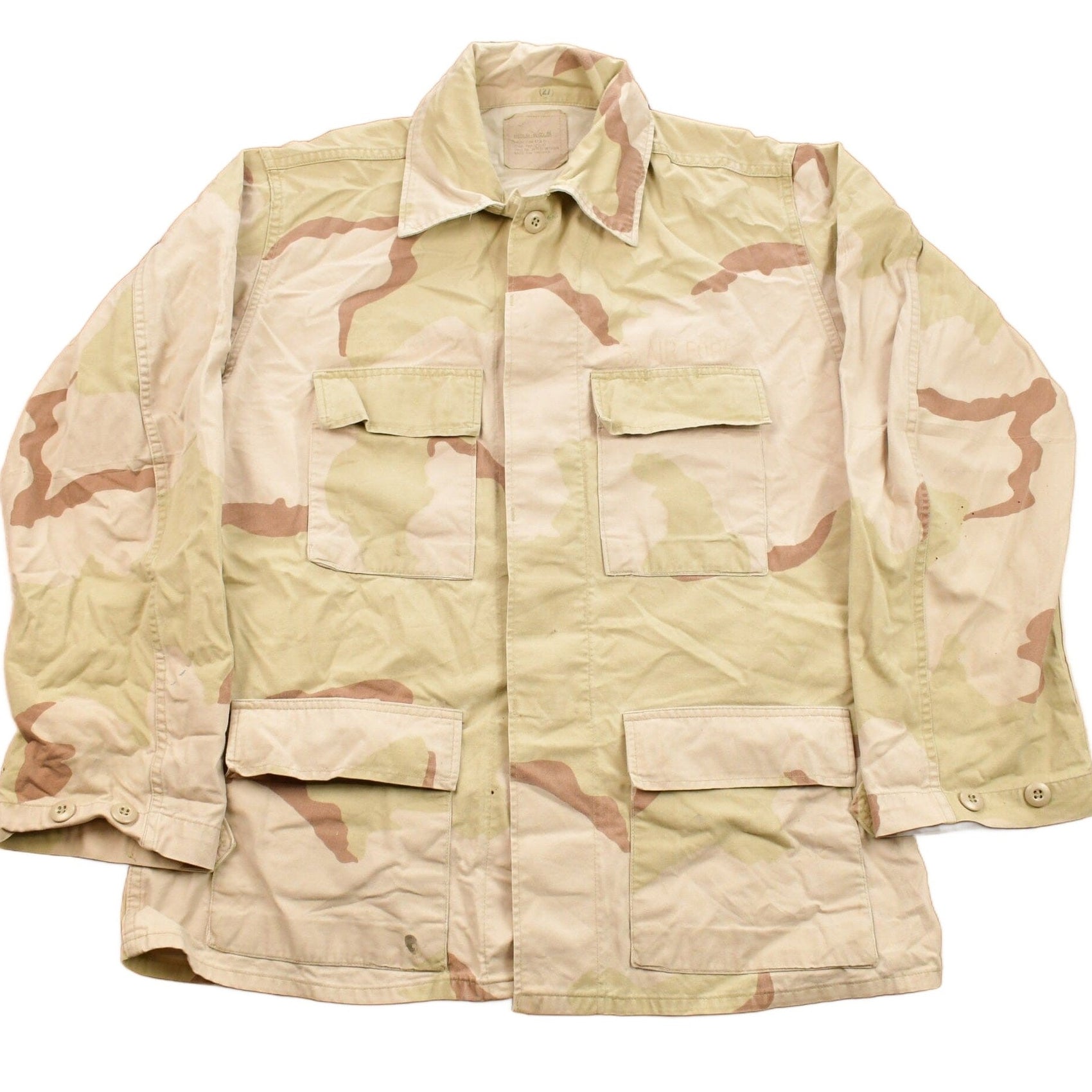 Proper Vintage Art & Collectibles > Collectibles > Memorabilia > Militaria Vintage 1990 Desert Camo Button Up Military Coat Size Medium Reg / Military Gear / Desert Camo Jacket / Deadstock / 1990s Army Shirt