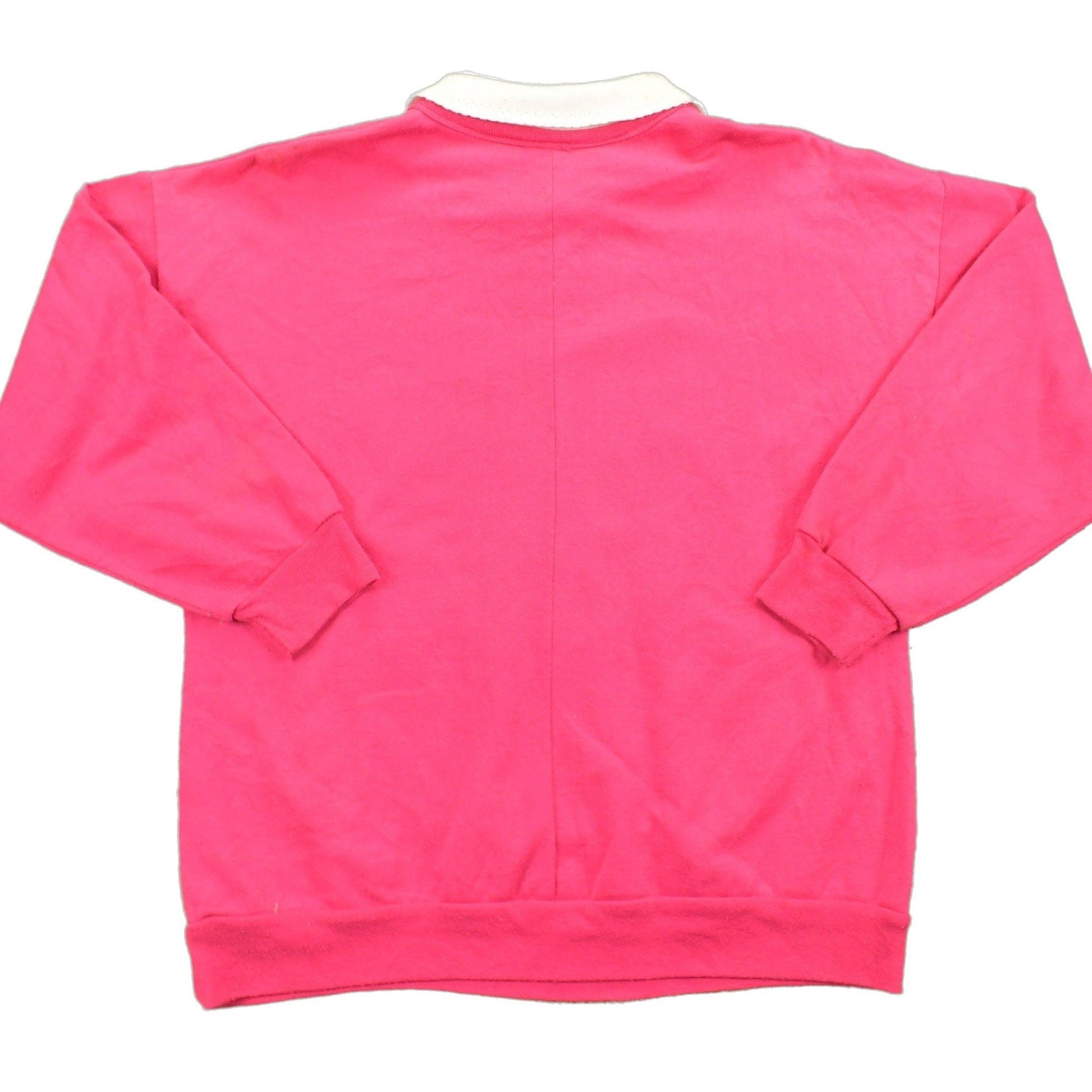 Proper Vintage Clothing > Gender Neutral Adult Clothing > Hoodies & Sweatshirts > Sweatshirts 1990 Vintage Floral Neon Sunflower Pink Double Collar Crewneck / Nature Print / Wilderness Pullover Sweatshirt Graphic / Made In USA