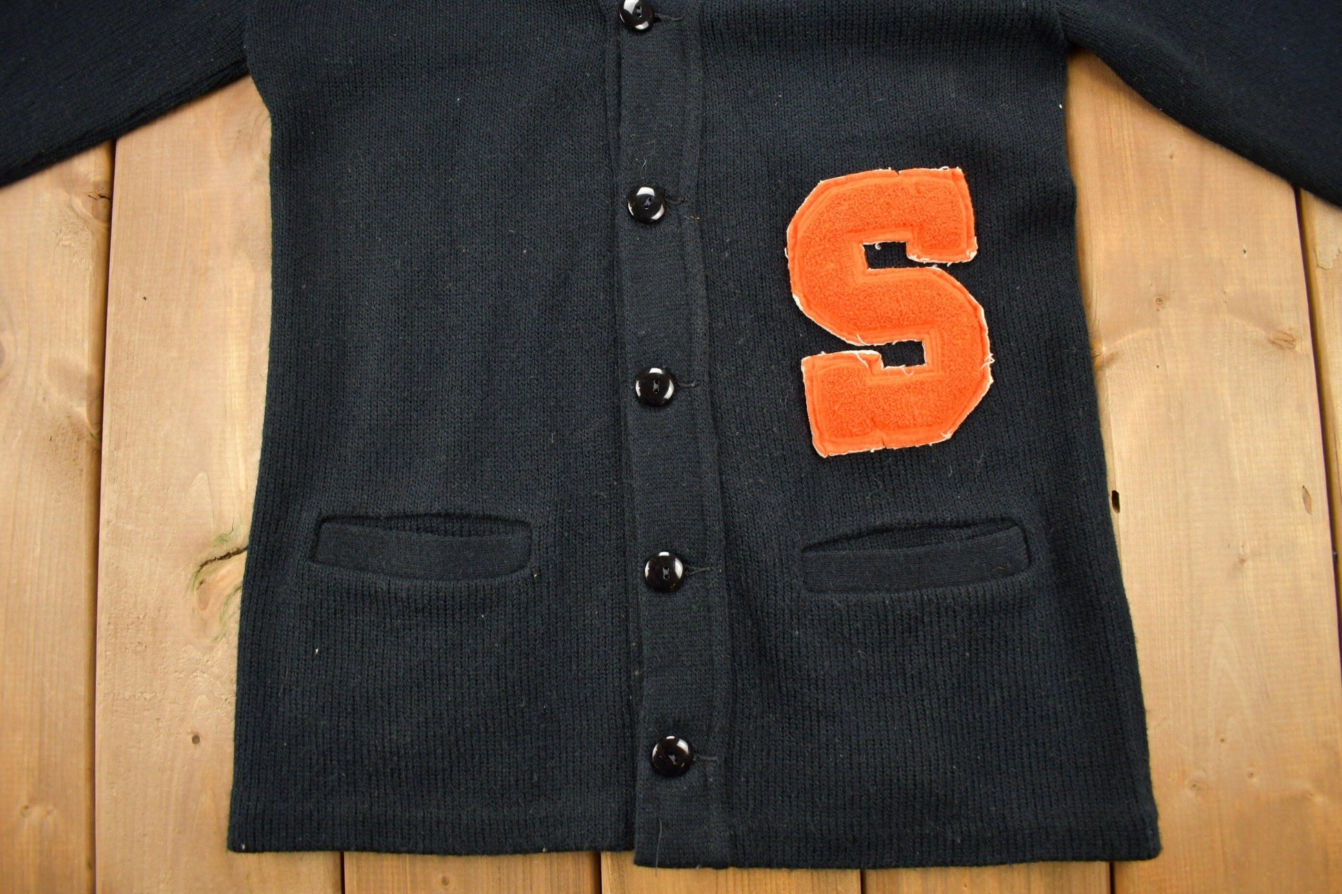 Proper Vintage Clothing > Gender Neutral Adult Clothing > Hoodies & Sweatshirts > Sweatshirts Vintage 1950s Collegiate Knit Cardigan Sweater / Bristol Products / Vintage Cardigan / S Logo / Patchwork / Made In USA