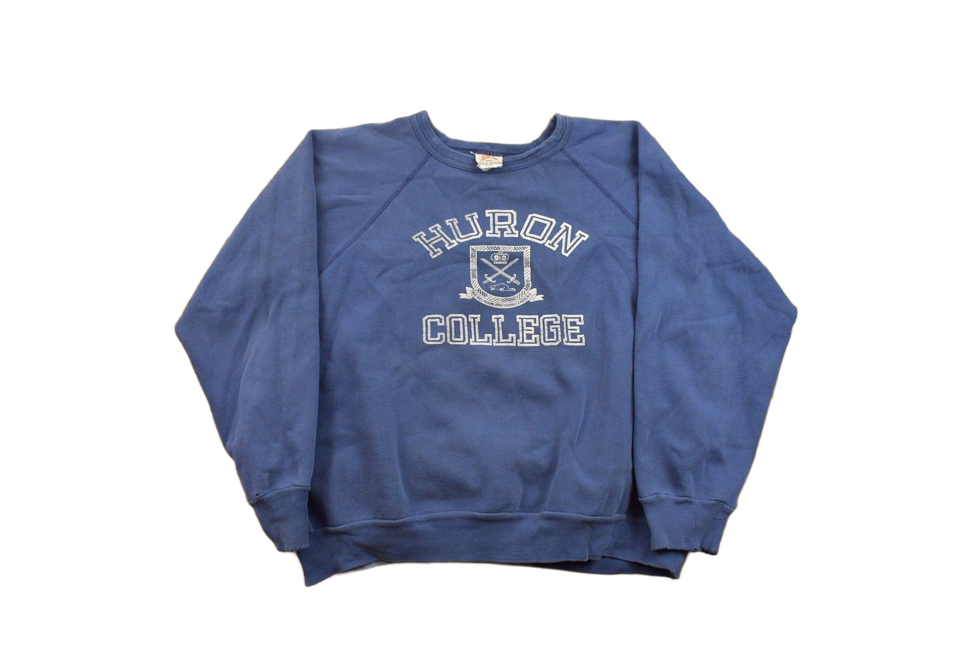 Proper Vintage Clothing > Gender Neutral Adult Clothing > Hoodies & Sweatshirts > Sweatshirts Vintage 1960s Huron College Collegiate Crewneck Made In Canada Sportswear Sweatshirt / Americana
