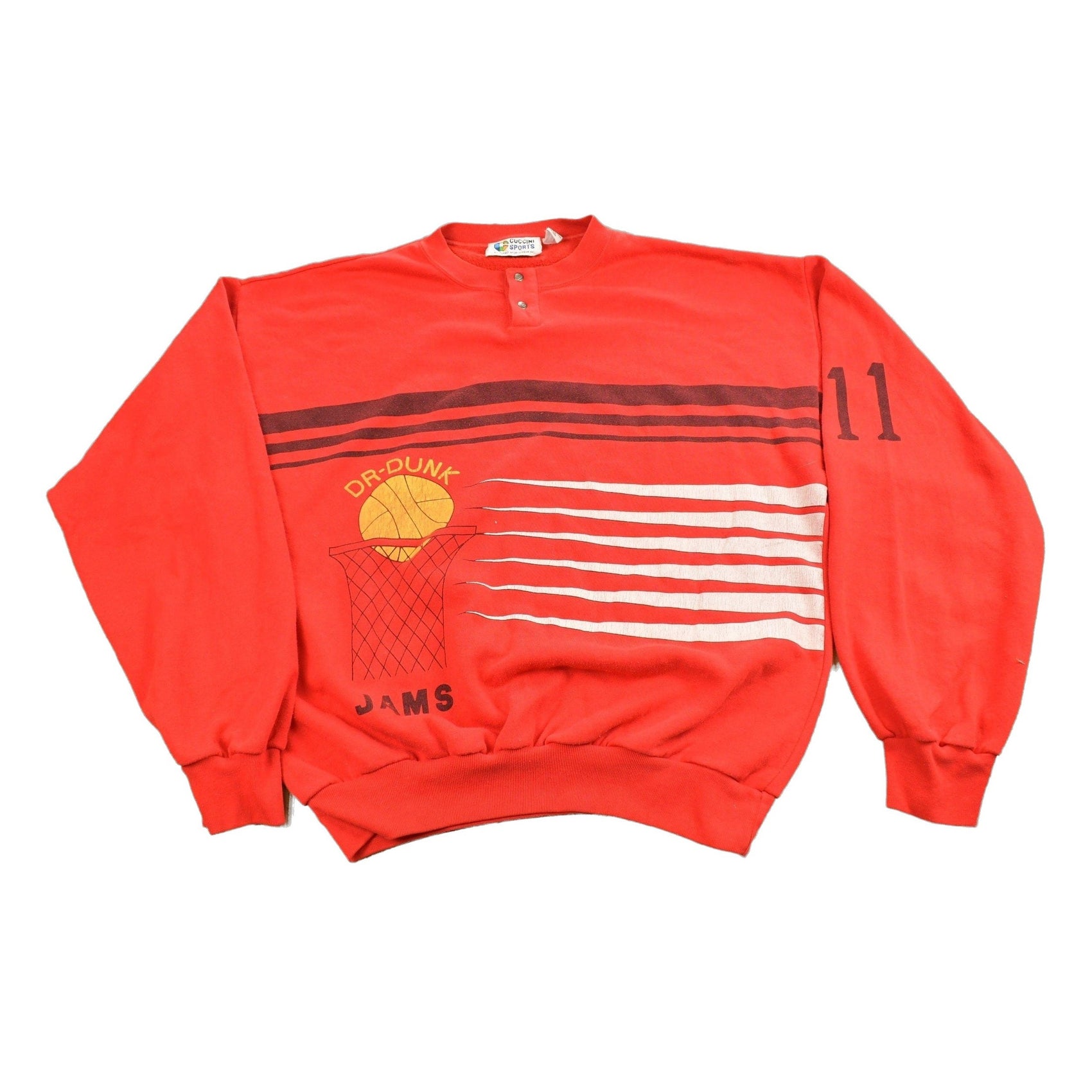 Proper Vintage Clothing > Gender Neutral Adult Clothing > Hoodies & Sweatshirts > Sweatshirts Vintage 1970s Dr Dunk Darnell Hillman NBA Henley Sweatshirt / Made In USA / Basketball / Sportswear / Americana /