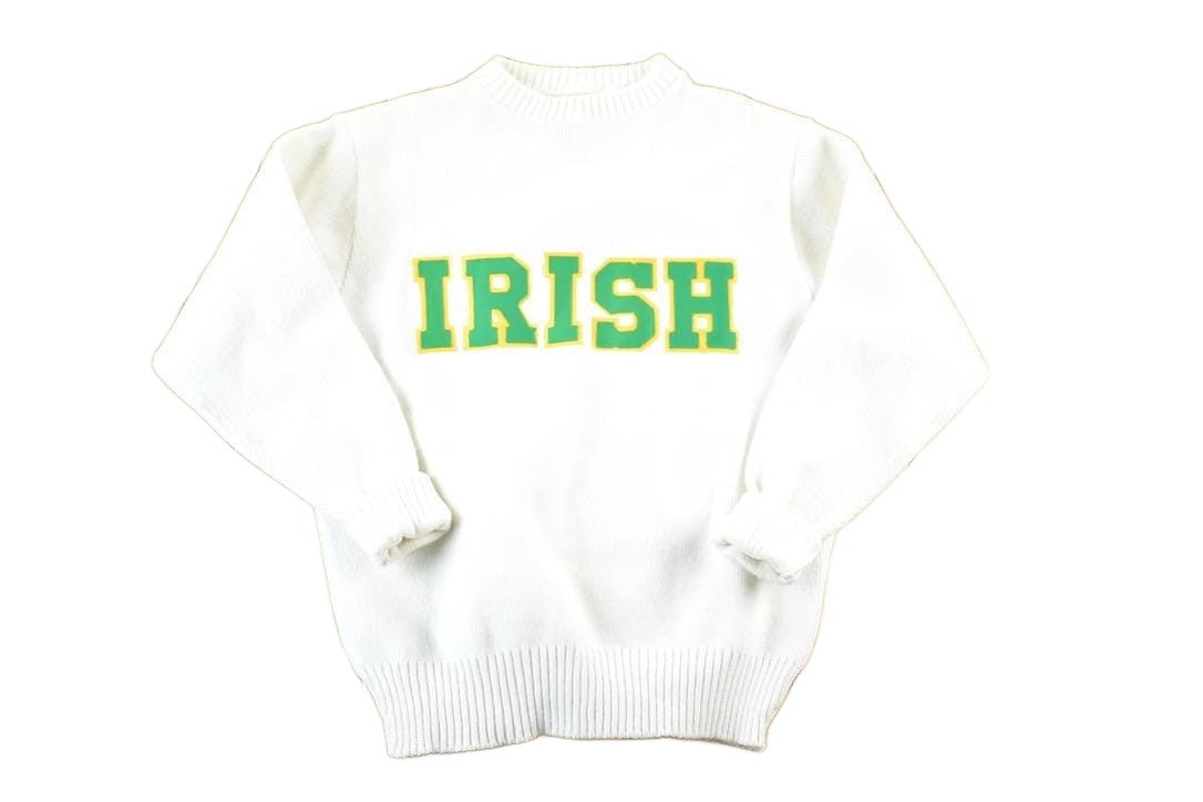 Proper Vintage Clothing > Gender Neutral Adult Clothing > Hoodies & Sweatshirts > Sweatshirts Vintage 1970s Fighting Irish Knit University Crewneck Mens XL / Vintage Collegiate / Made In USA / 90s College Crewneck / Preppy Sportswear
