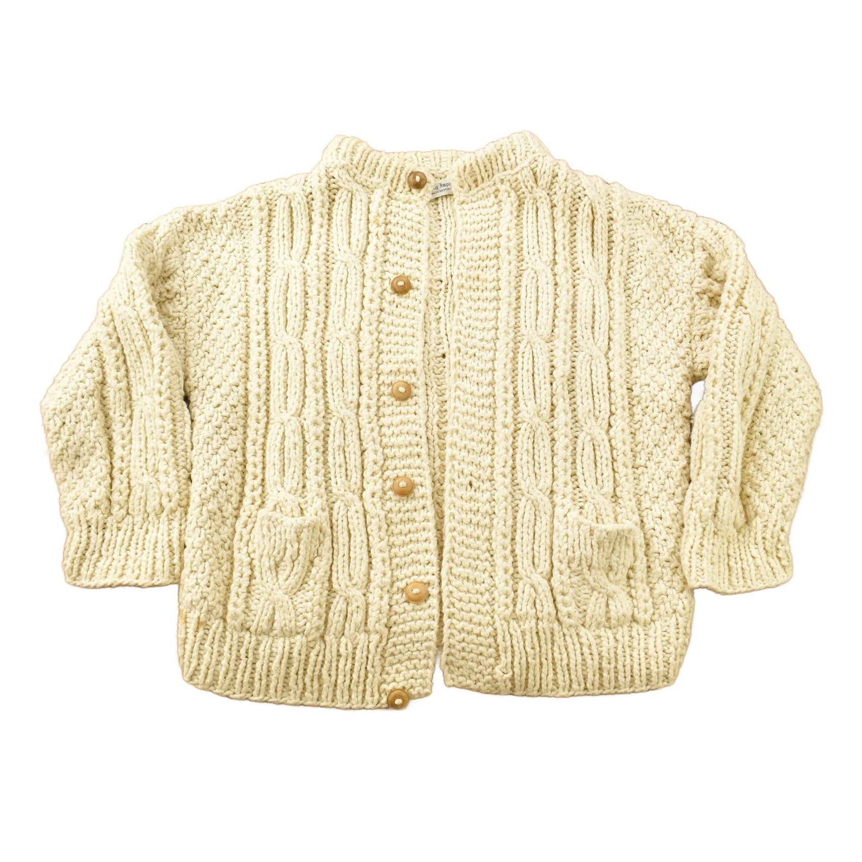 Proper Vintage Clothing > Gender Neutral Adult Clothing > Hoodies & Sweatshirts > Sweatshirts Vintage 1970s Flaherty Imports 3D Cable Knit Button Up Sweater / Vintage 90s Sweater / Ski Sweater / Streetwear