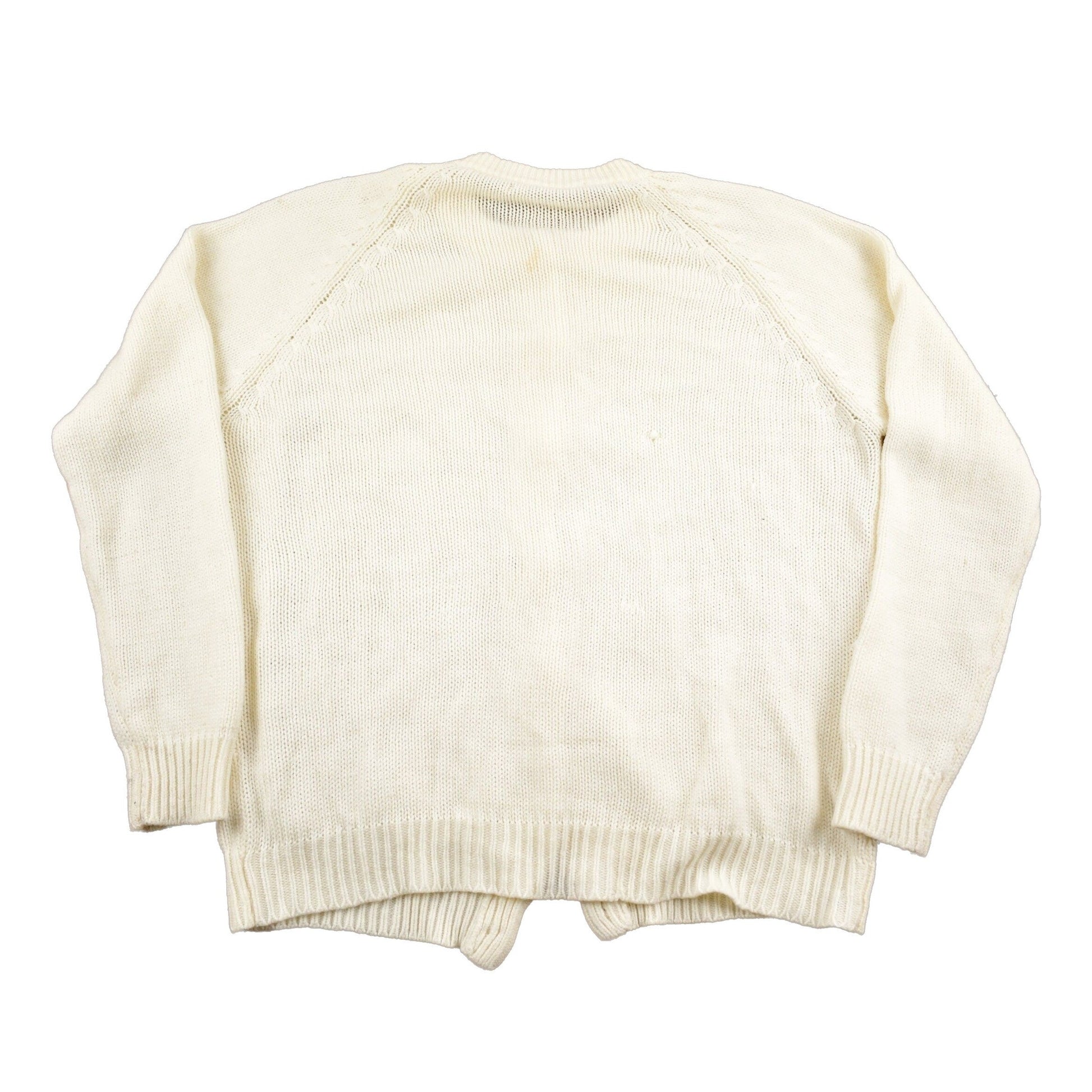 Proper Vintage Clothing > Gender Neutral Adult Clothing > Hoodies & Sweatshirts > Sweatshirts Vintage 1980s Cable Knit Acrylic Cardigan Sweater / Vintage Cardigan / Button Up / White Sweater