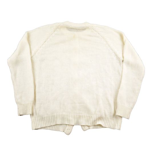 Proper Vintage Clothing > Gender Neutral Adult Clothing > Hoodies & Sweatshirts > Sweatshirts Vintage 1980s Cable Knit Acrylic Cardigan Sweater / Vintage Cardigan / Button Up / White Sweater