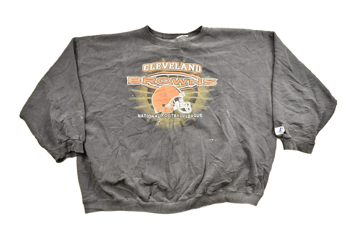 Proper Vintage Clothing > Gender Neutral Adult Clothing > Hoodies & Sweatshirts > Sweatshirts Vintage 1980s Cleveland Browns NFL Logo Athletic Crewneck Sweatshirt / Distressed / Football / Sportswear / Athleisure / Americana